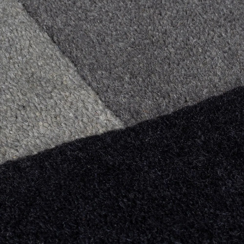 Fekete-szürke kézi szövésű gyapjú szőnyeg 200x290 cm Collage Monochrome – Flair Rugs