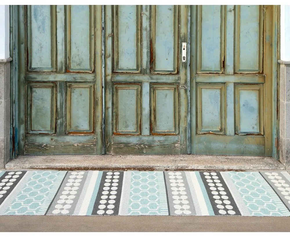 Szürke-türkiz kültéri-beltéri futószőnyeg 70x270 cm Asta Pale Turquoise – Pappelina