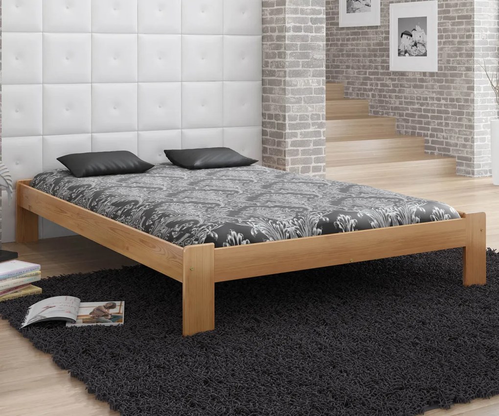 AMI nábytek MAGNAT ADA ágy 140x200 ágyráccsal - tömör fenyő/festés éger