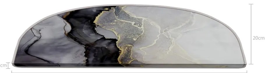 Fekete-fehér lépcsőszőnyeg szett 16 db-os 20x65 cm Golden Marble – Vitaus