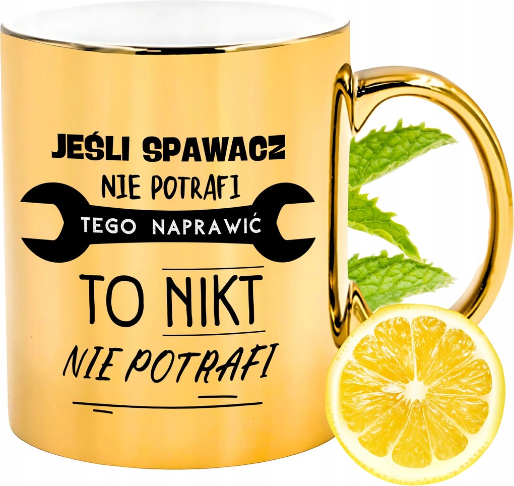 Arany fényes bögre Hegesztőnek Ajándék Nyomtatott Fotóval