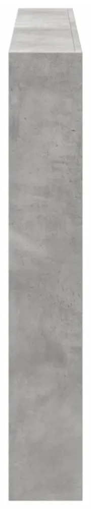 betonszürke áthidalószekrény LED-világítással 160 x 17 x 102 cm