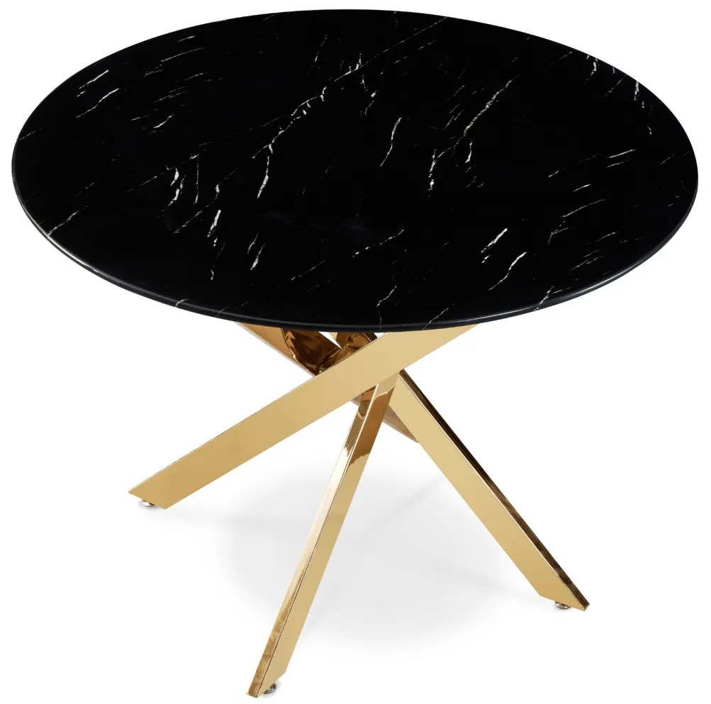 BALI asztal, 100 cm, fekete márvány/arany