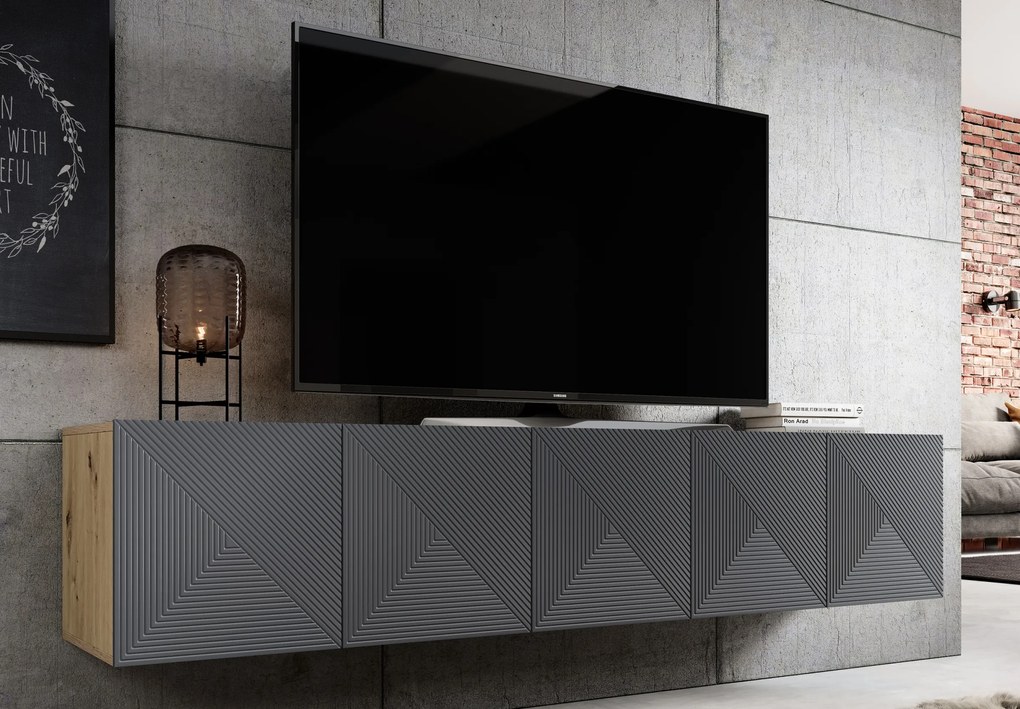 Asha fali TV szekrény 200 cm - artisan / rivier stone matt