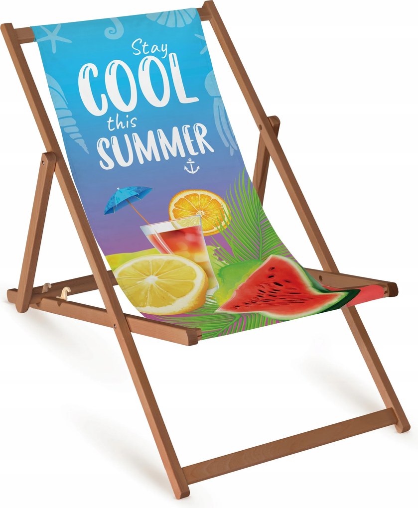 Összecsukható Fa Napozóágy Fullprint Nyomtatással Erős Kerti Napozóágy Strand