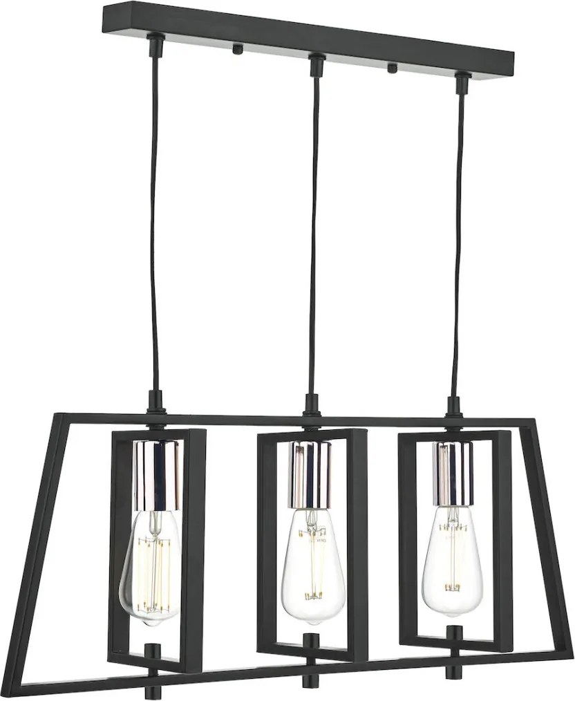 DAR LIGHTING DAX0350 DAX Többágú Függesztett Lámpa Fekete, Csiszolt Króm E27 IP20