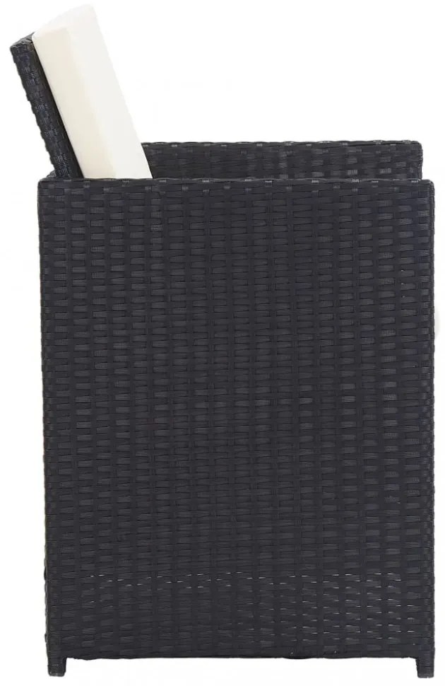 15 részes fekete polyrattan kültéri étkezőszett párnákkal