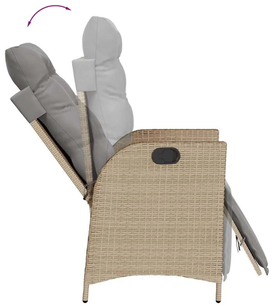 3 részes vegyes bézs polyrattan kerti étkezőgarnitúra párnákkal
