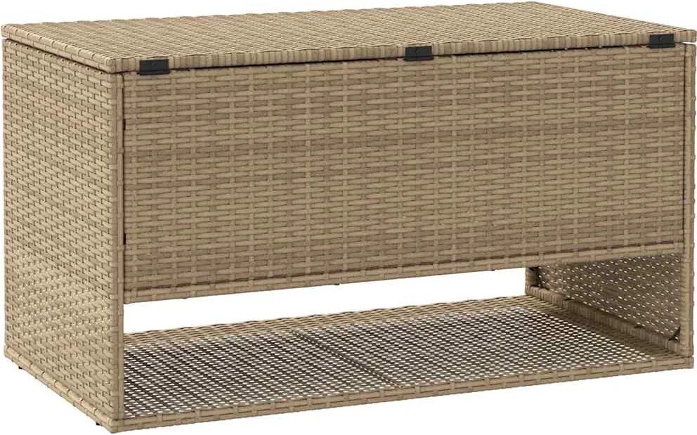 Bézs Polyrattan Kültéri Párna Doboz 100X55X55,5 Cm