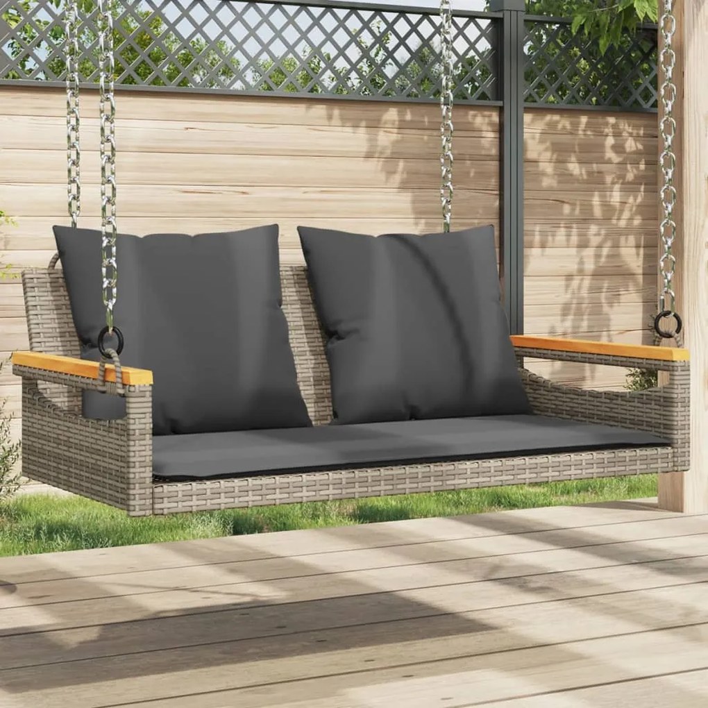 vidaXL szürke polyrattan hintapad párnákkal 109 x 62 x 40 cm