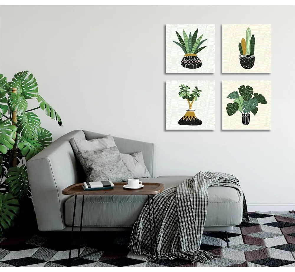 Kép szett 4 db-os 30x30 cm Plants – Wallity