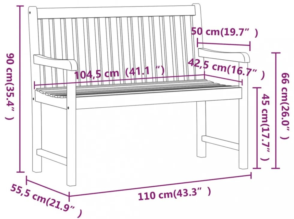 tömör akácfa kerti pad 110 cm