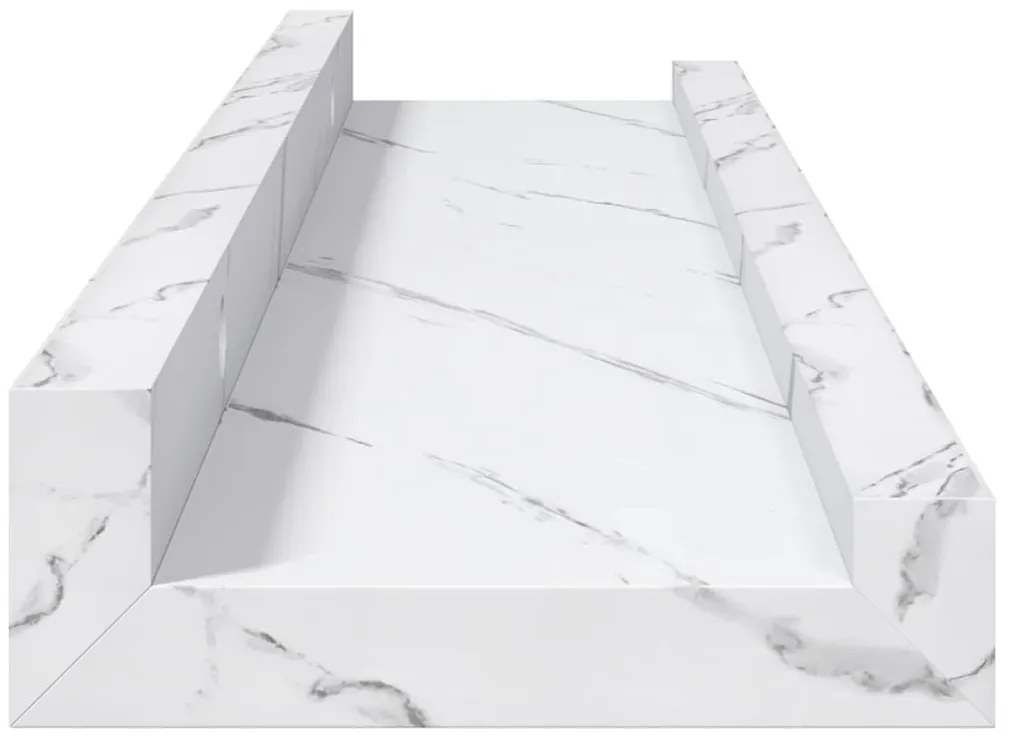 Falpolc polcokkal 4 pcs Fehér márvány 40 x 9 x 3 cm Faanyag