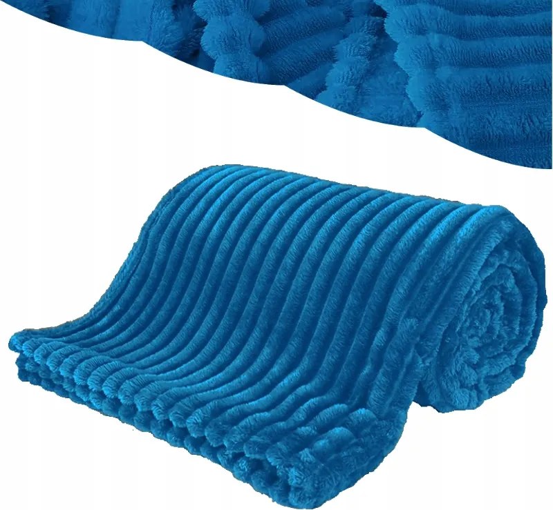 Takaró 200x220 Mikroszálas Dombornyomott Vastag Meleg Ágytakaró Kék