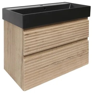 Naturel Savona Fürdőszobaszekrény mosdóval, 2 fiókos 78x53x44,8 cm matt Halifax tölgy SAVONA280DHSATC