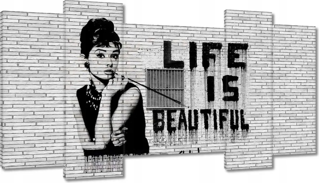 Festmények 120x65 Banksy Life is beautiful