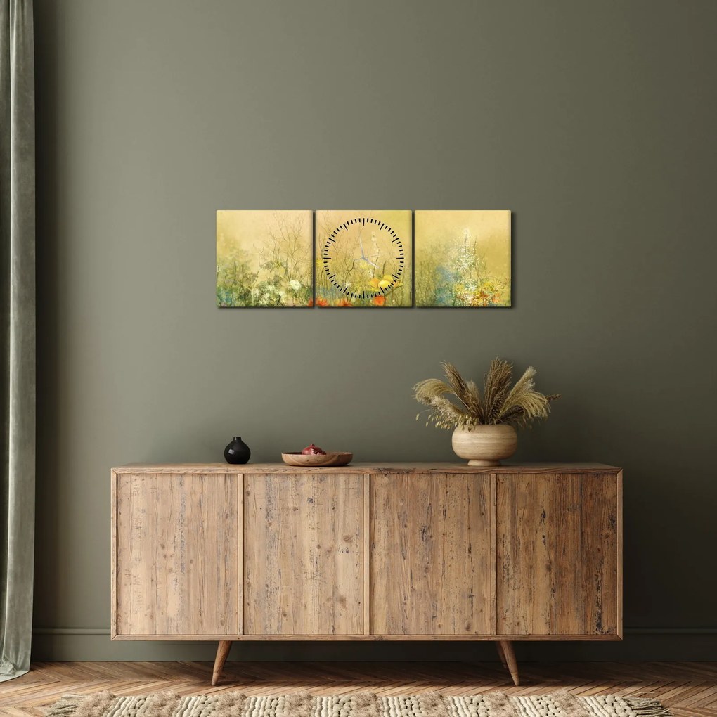 Kép - Festett rét (órával) (90x30 cm)