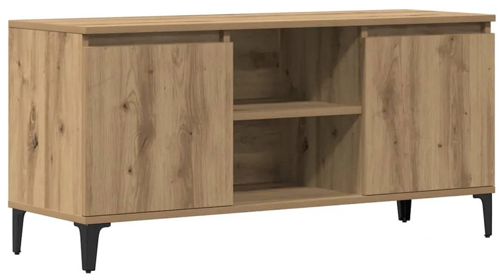 kézműves tölgy színű szerelt fa TV-szekrény 102x35x50 cm