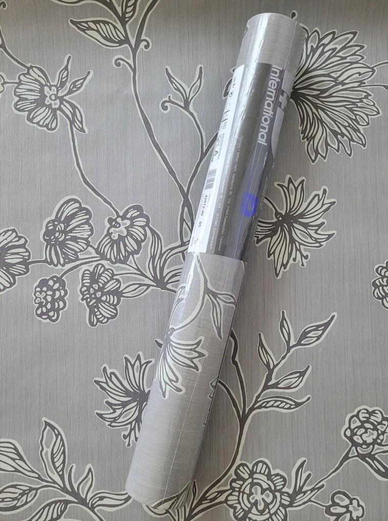 Fali tapéta, virágok, levelek, csíkos, 42072-40