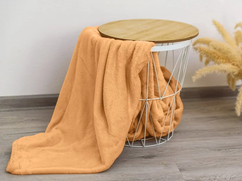 VIOLET barna-narancssárga mikroplüss pléd, 200x230 cm