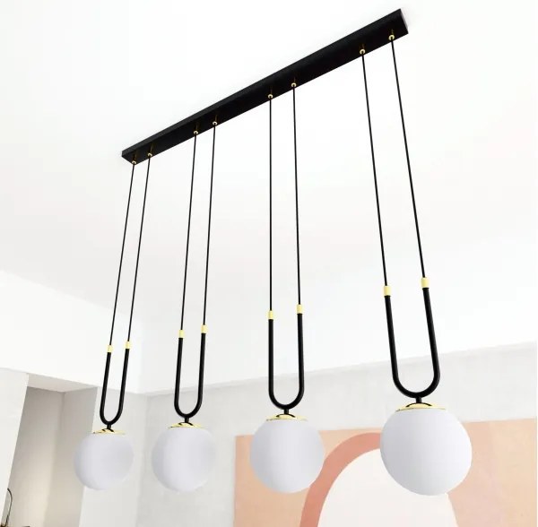 Csillár zsinóron GLAM 4xE14/10W/230V fekete