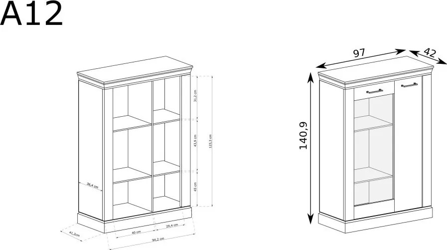 Antica A-12 vitrin, arany tölgy