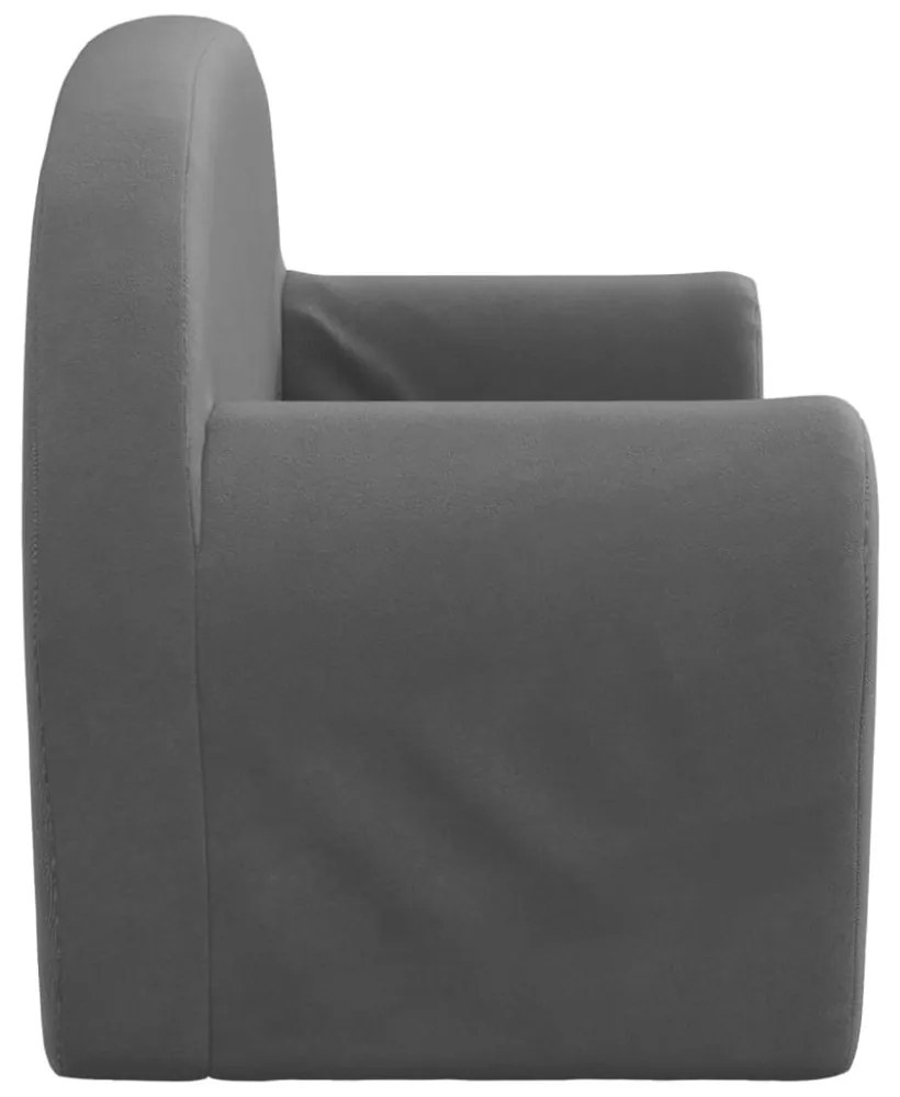 kétszemélyes antracitszürke puha plüss gyerekkanapé