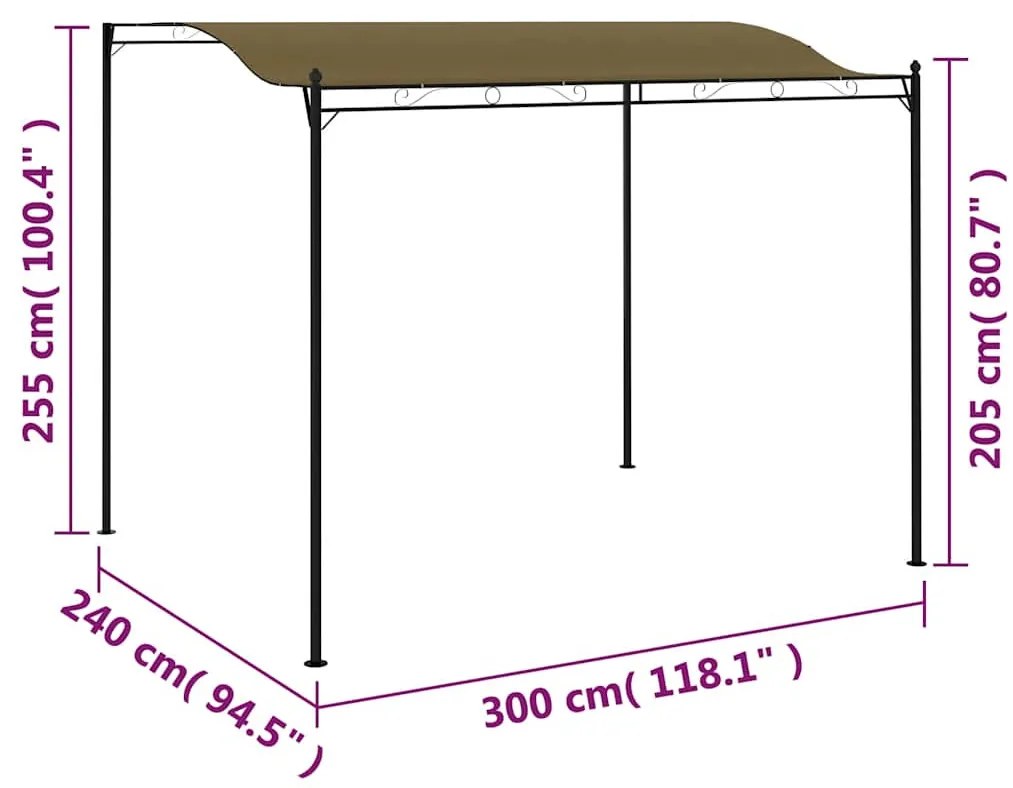 tópszínű napellenző 3 x 2,4 m 180 g/m²