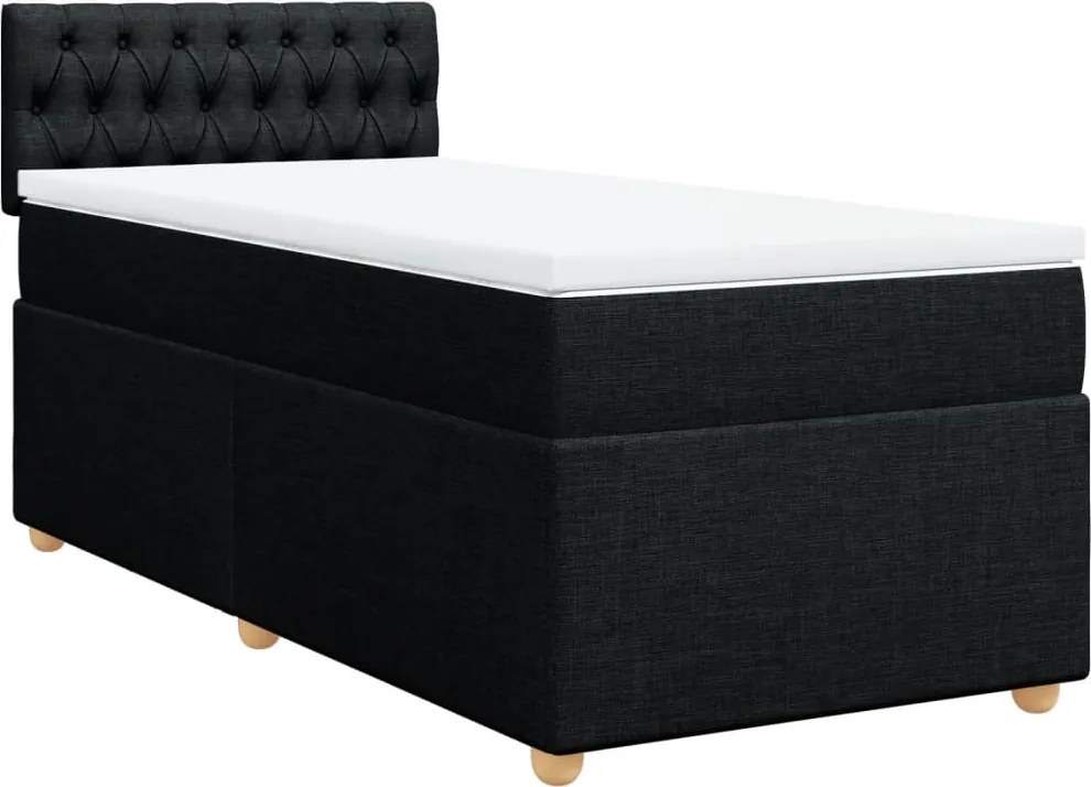 vidaXL fekete szövet rugós ágy matraccal 80 x 200 cm