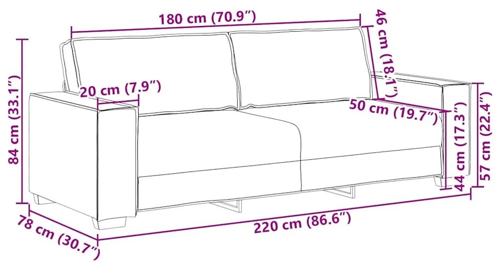 3 személyes világosszürke szövetkanapé 180 cm