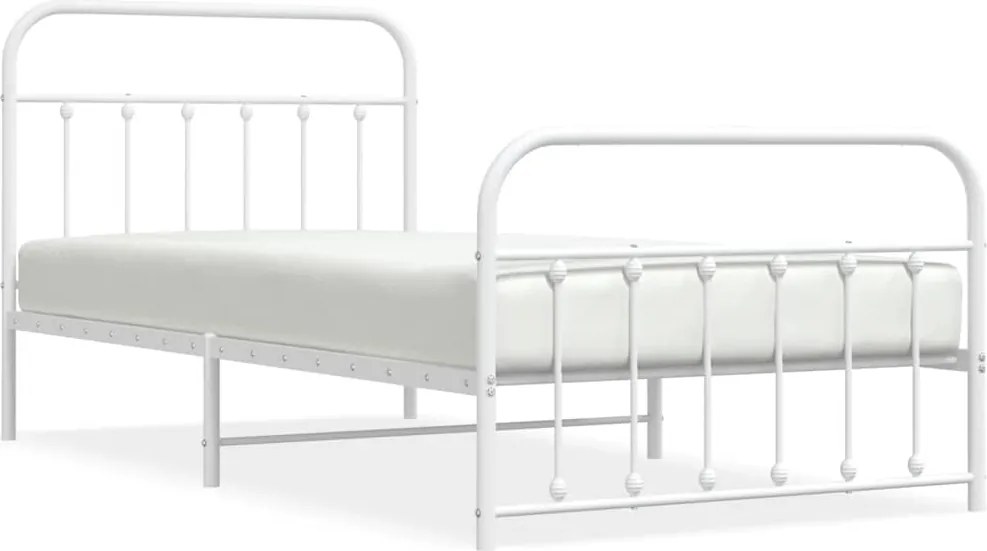 vidaXL fehér fém ágykeret fej- és lábtámlával 100x200 cm