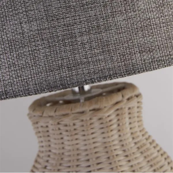 Searchlight EU60090WH - Asztali lámpa LIDO 1xE14/7W/230V rattan/szürke