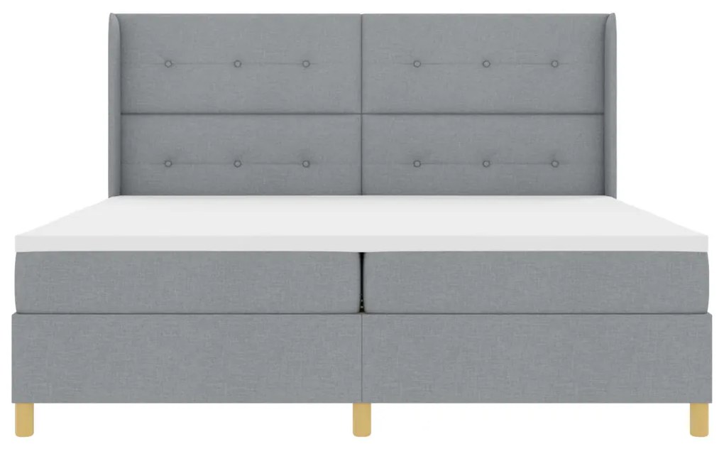 Boxspring Ágy Mattal Világosszürke 200x200 cm Textil