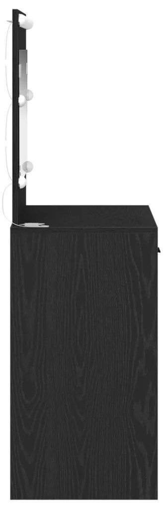Sminkasztal LED Fényekkel, Fekete Tölgy, 78,5x41x135 cm
