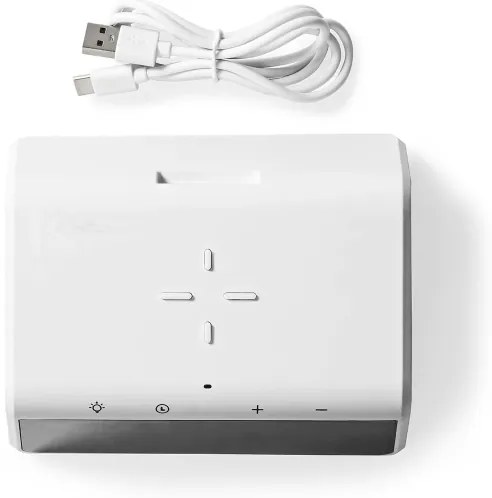 Nedis WCACQ30WT - Ébresztőóra LCD-vel és 15W/5V vezeték nélküli töltővel, fehér
