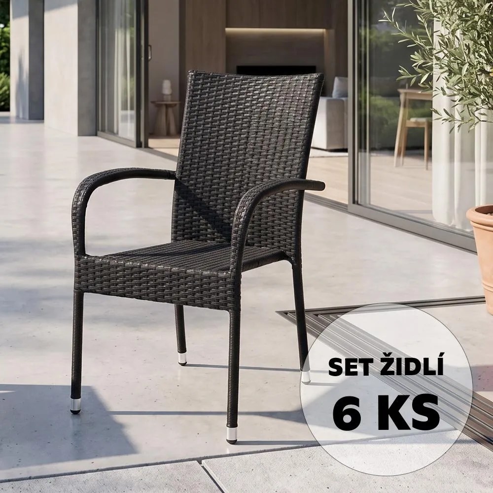 PARIS Kerti rattan szék szett - 6 db
