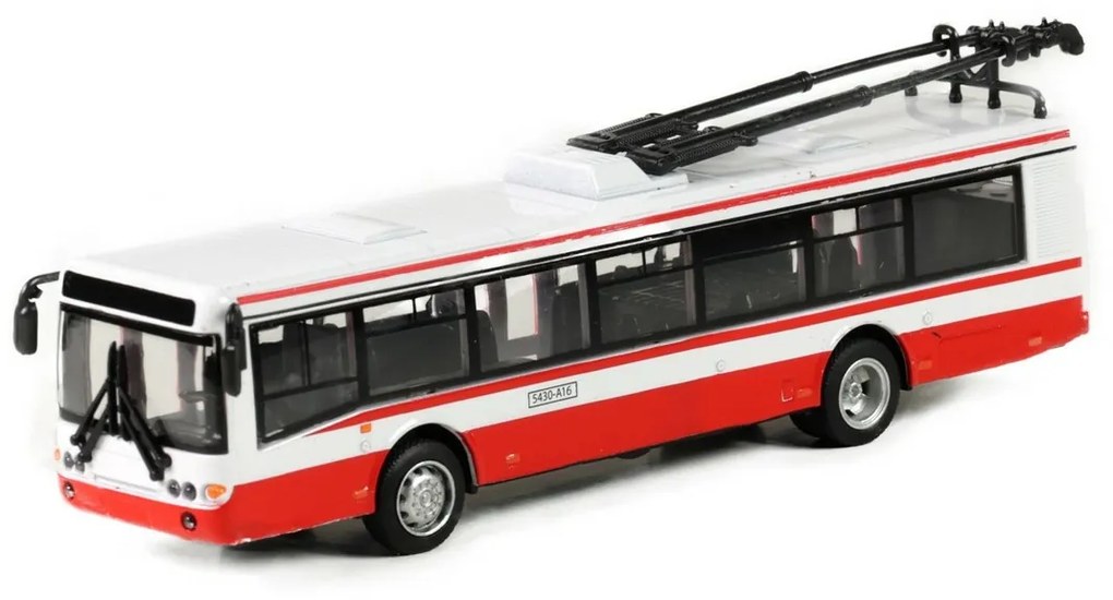 Rappa trolibusz fém, piros, 16 cm