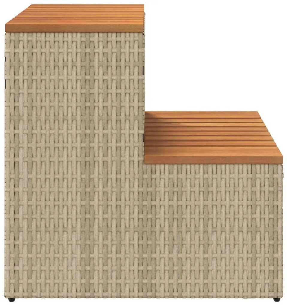 Pezsgőfürdő lépcső bézs 50x50x50,5cm polyrattan és akácfa