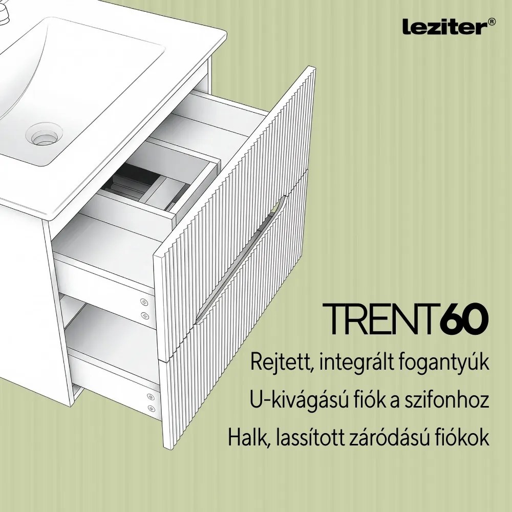 Trent Fürdőszobabútor 60 cm kerámia mosdóval (2 fiókos) tükörrel 60x80 cm fehér
