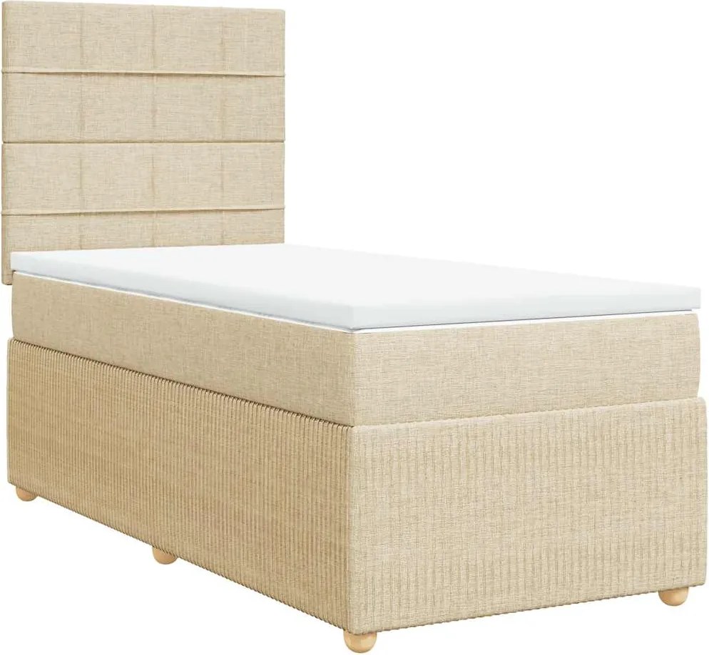 vidaXL krémszínű szövet rugós ágy matraccal 80 x 200 cm