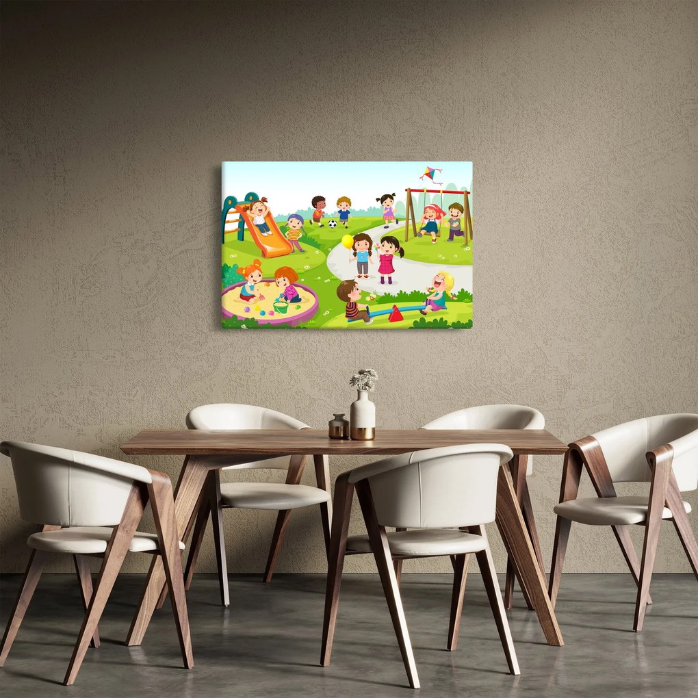 Kép a gyermekek szórakozásáról a homokozóban (90x60 cm)