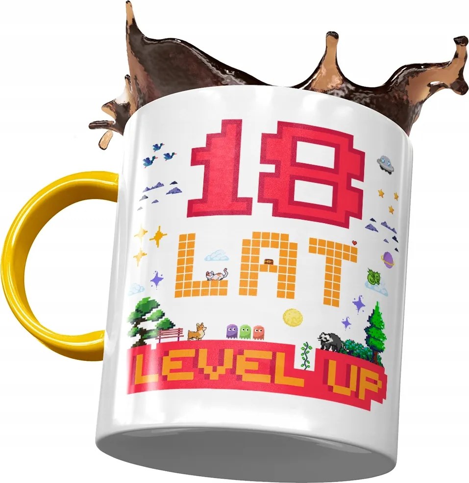 Sárga Bögre Születésnapra 18 18. 18. Ajándék Nyomtatott Fotóval