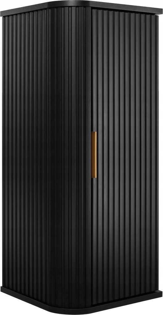 Fürdőszoba szekrény akasztós féloszlop fekete 79 cm Ovális frontok