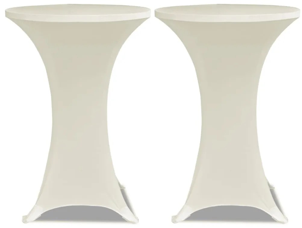 4 db krémszínű sztreccs asztalterítő bárasztalhoz Ø60 cm