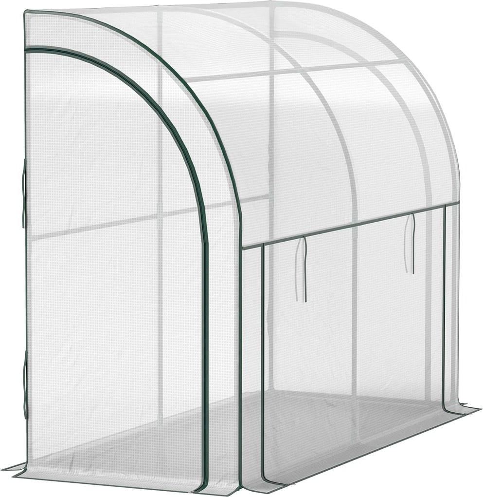 Outsunny Üvegház Roll-up Ajtóval, Téli Ellenálló Fólia Üvegház Acélból 200x80x157cm Fehér | Aosom