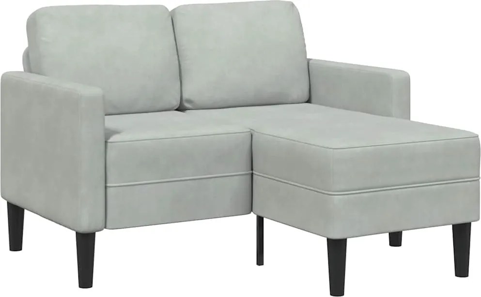 vidaXL világosszürke bársony 2 üléses kanapé L-alakú kanapéval 125 cm