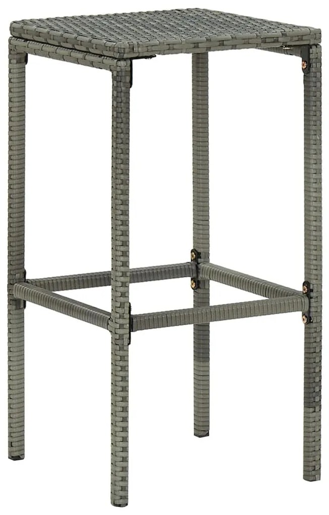9 részes szürke polyrattan kerti bárszett párnákkal