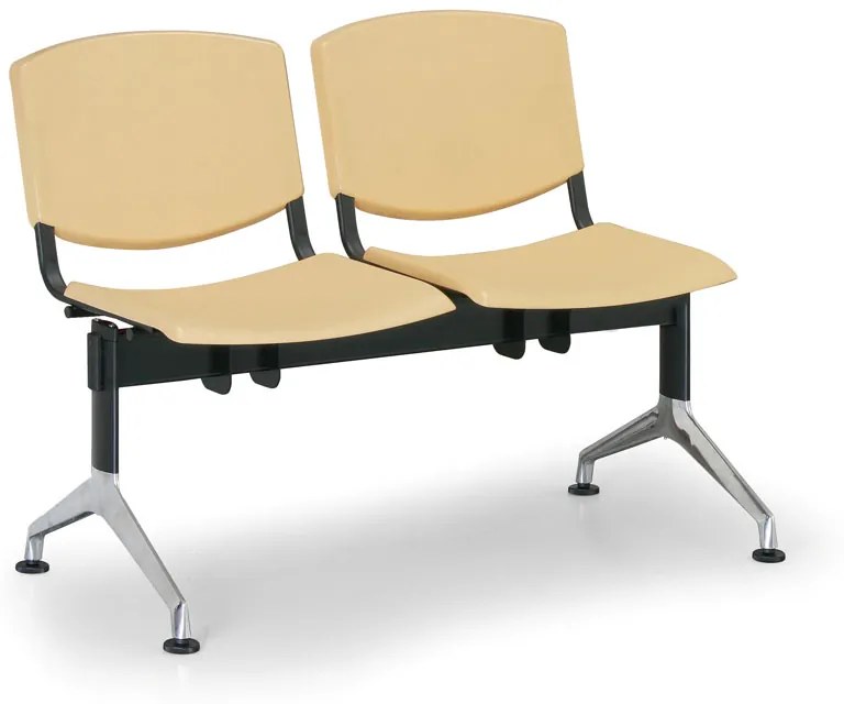 Design műanyag pad, 2 üléses, sárga