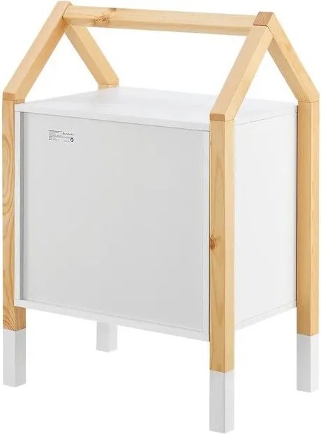 Gyerek éjjeliszekrény  házikó mintával 2 fiókkal fehér