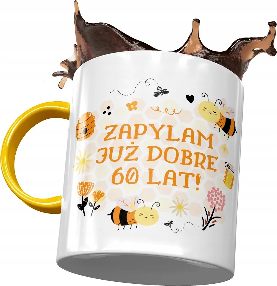 Sárga Bögre Születésnapra 60 60-es 60-as Ajándék Nyomtatott Fotóval